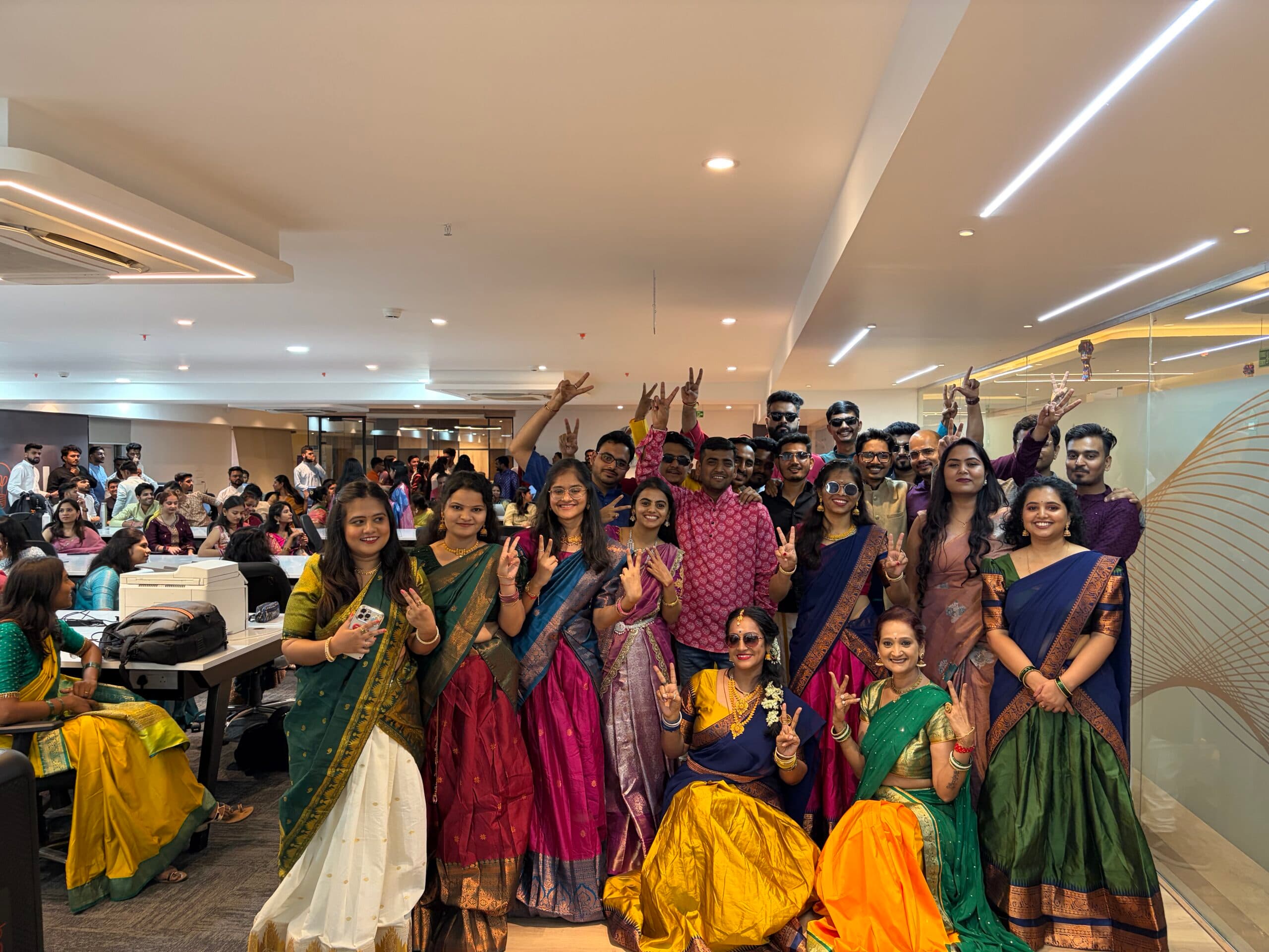 Neutrino team in traditional attire on cultural day